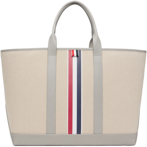  Thom Browne Beige Rwb Stripe Medium Tool Tote 