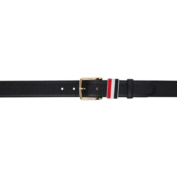  Thom Browne Black Calfskin Pebbled Leather Belt 