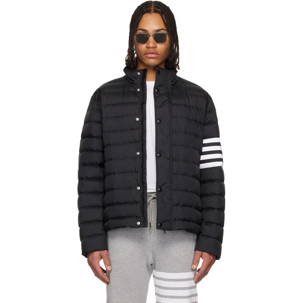  Thom Browne Black Shiny Ripstop 4-bar Lightweight Down Jacket 