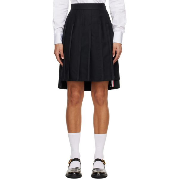  Thom Browne Black Super 120s Twill Pleated Midi Skirt 