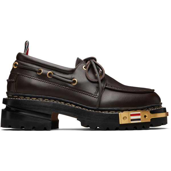  Thom Browne Brown Vitello Calf Hiking Leather Sole Boat Shoes 