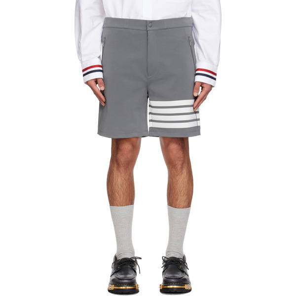  Thom Browne Gray 4-bar Tech Shorts 