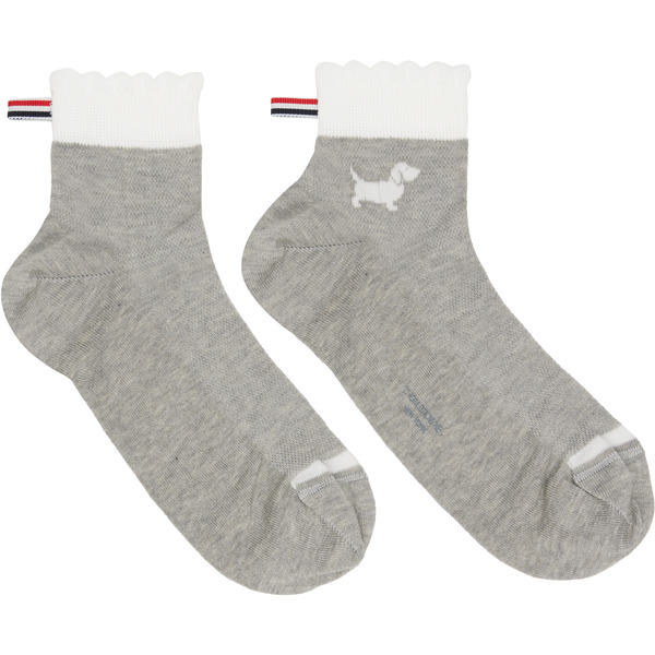  Thom Browne Gray Pointelle Stitch Hector Crew Socks 