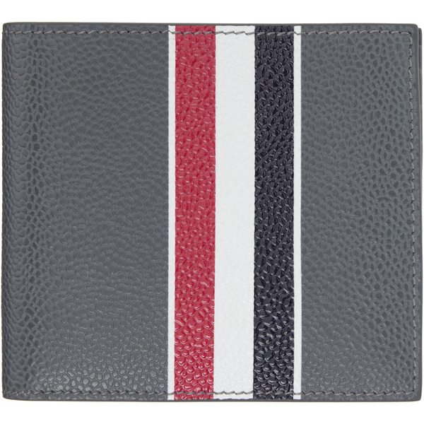  Thom Browne Gray Rwb Stripe Billfold Wallet 