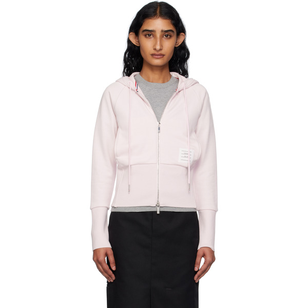  Thom Browne Pink Solid Loopback 4-bar Zip Hoodie 