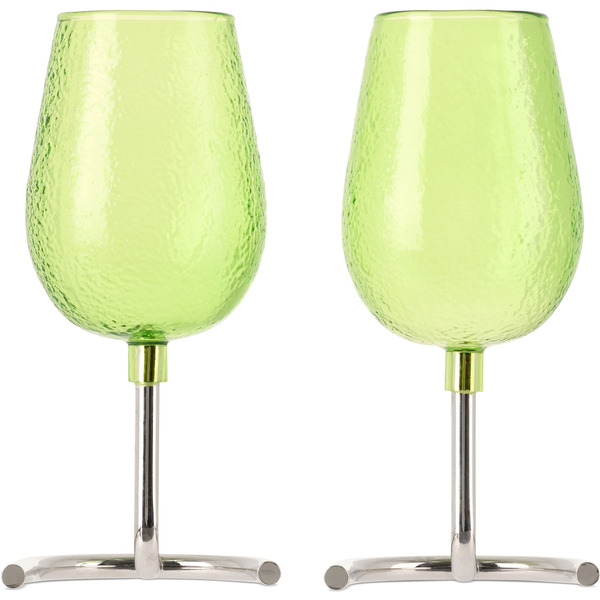 Tickle Silver & Green Slowly Rising Wine Glass 