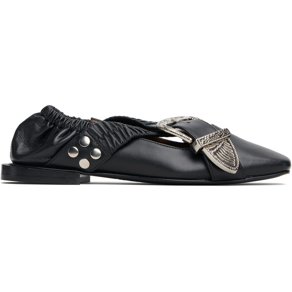  Toga Pulla Black Cross Strap Ballerina Flats 