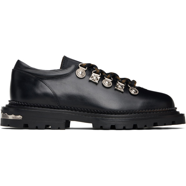  Toga Pulla Black Hard Leather Oxfords 