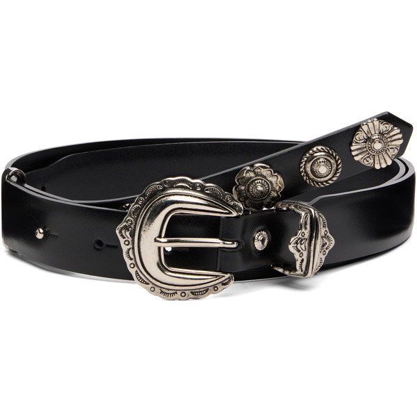  Toga Pulla Black Leather Motif Belt 