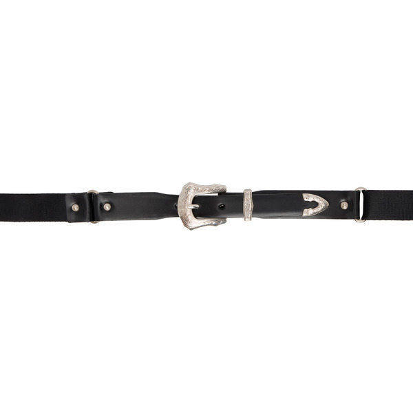  Toga Pulla Black Leather Nylon Chain Belt 