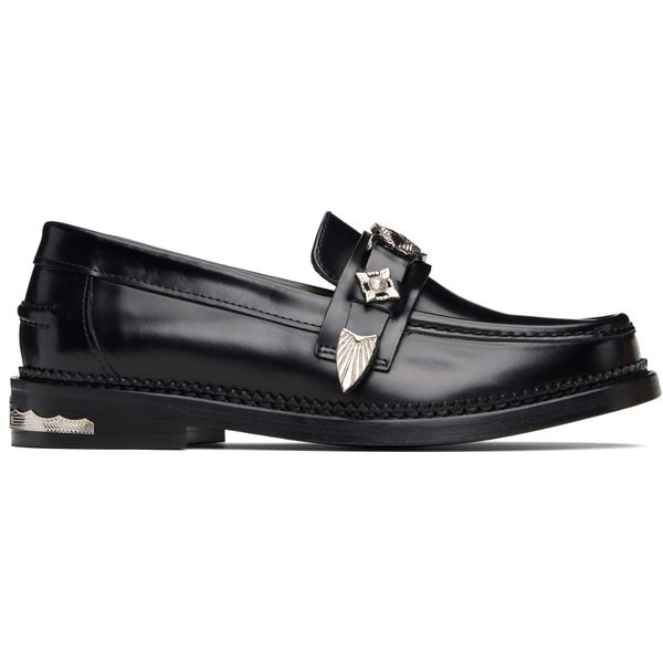  Toga Pulla Black Polished Leather Loafers 