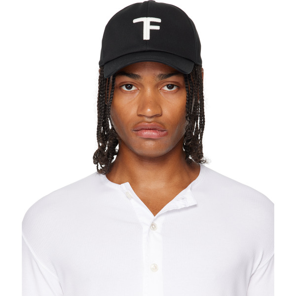  Tom Ford Black Brushed Cotton Cap 