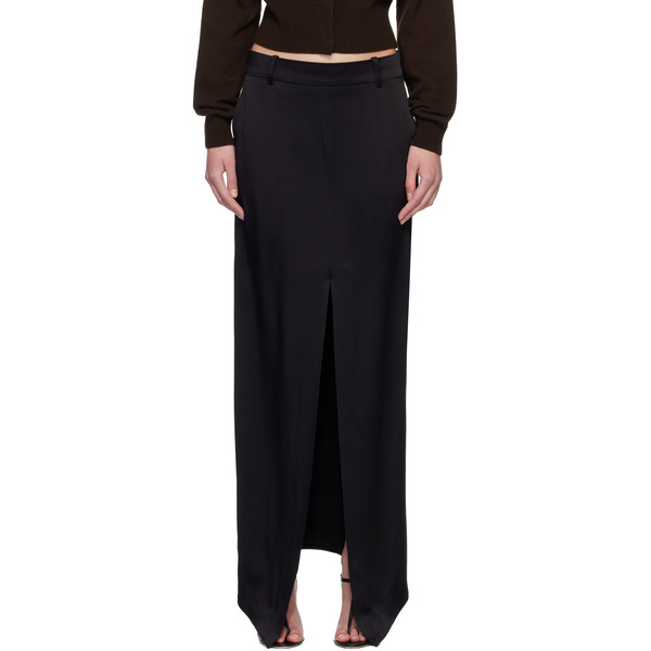  Tom Ford Black Crepe Envers Satin Tailored Maxi Skirt 