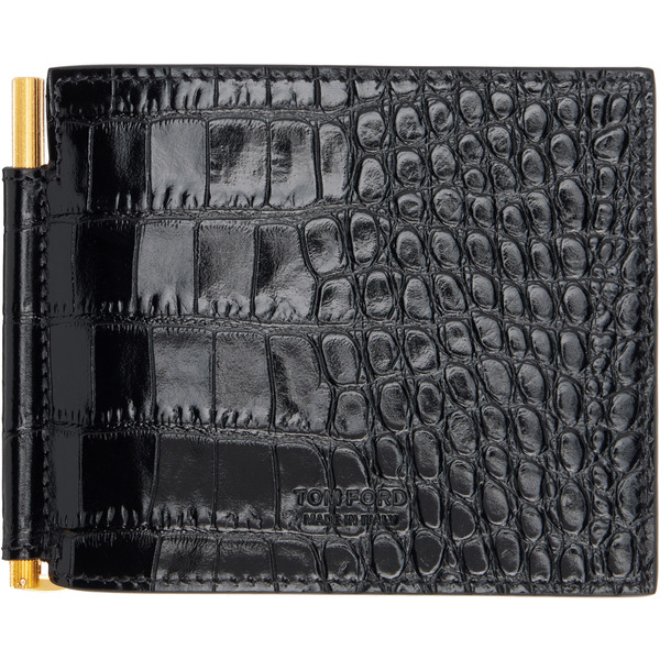  Tom Ford Black Exotic Line Money Clip Wallet 