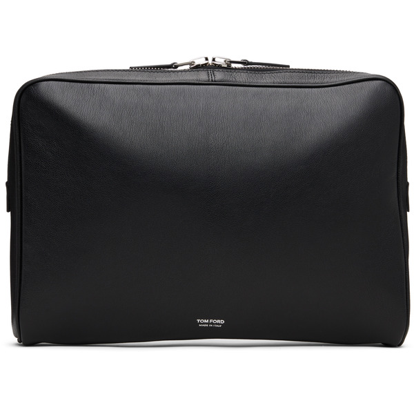  Tom Ford Black Grain Leather Minimal Laptop Pouch 
