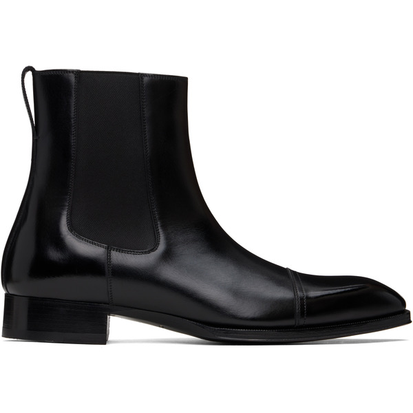  Tom Ford Black Leather Elkan Chelsea Boots 