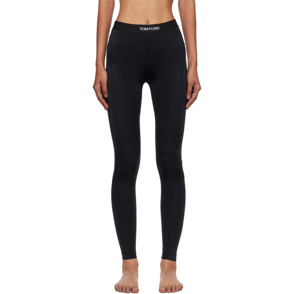  Tom Ford Black Lustrous Jersey Signature Leggings 