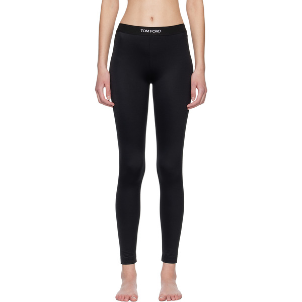  Tom Ford Black Lustrous Jersey Signature Leggings 