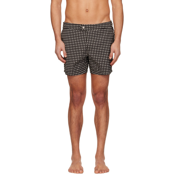  Tom Ford Black Mid Dot Print Nylon Swim Shorts 