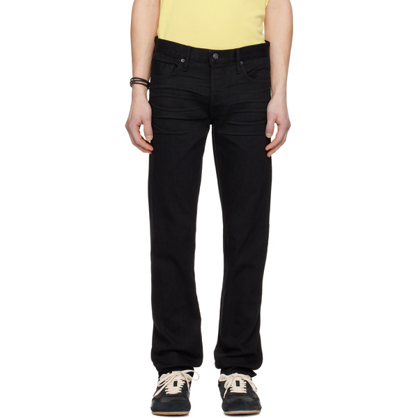  Tom Ford Black Stretch Selvedge Straight Fit Jeans 