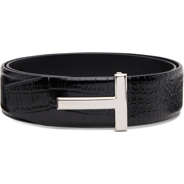  Tom Ford Black T Reversible Belt 