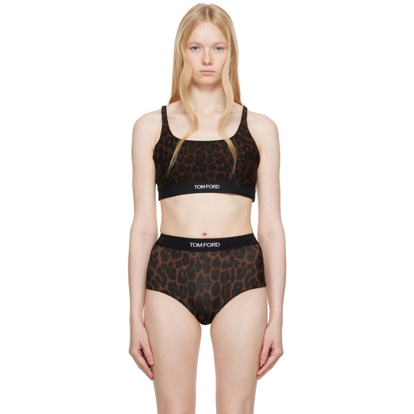  Tom Ford Brown Leopard Modal Signature Bralette 