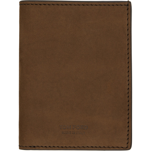  Tom Ford Brown Nubuck 't Line' Folding Card Holder 