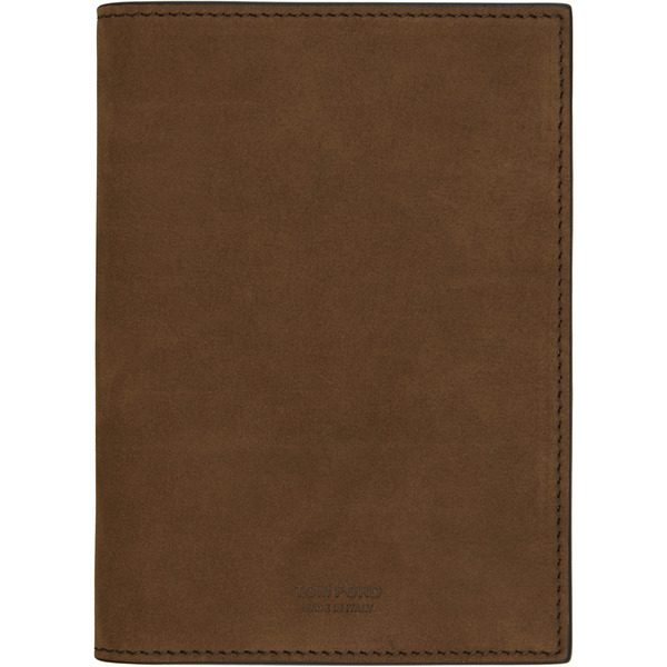  Tom Ford Brown Nubuck 't Line' Passport Holder 