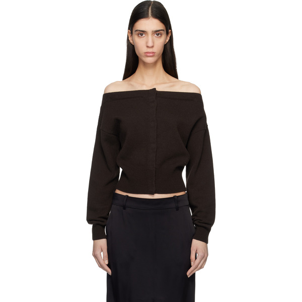 Tom Ford Brown Soft Cashmere Open-neck Shrunken Cardigan 