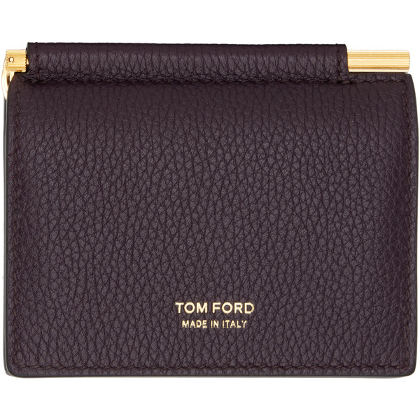  Tom Ford Burgundy Soft Grain Leather Folding Money Clip Card Holder 
