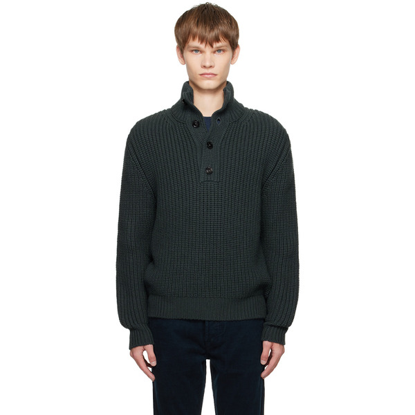  Tom Ford Gray Cashmere Wool Half Button Sweater 