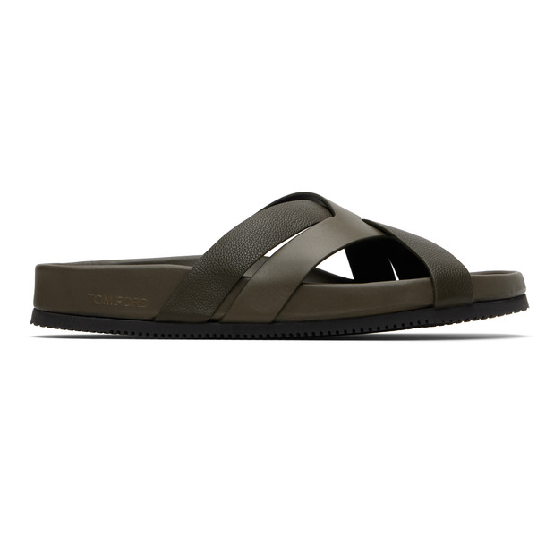  Tom Ford Khaki Smooth & Supple Grain Leather Sandals 