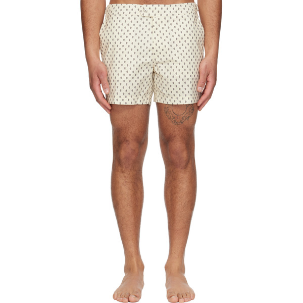  Tom Ford Off-white Paisley Print Nylon Swim Shorts 