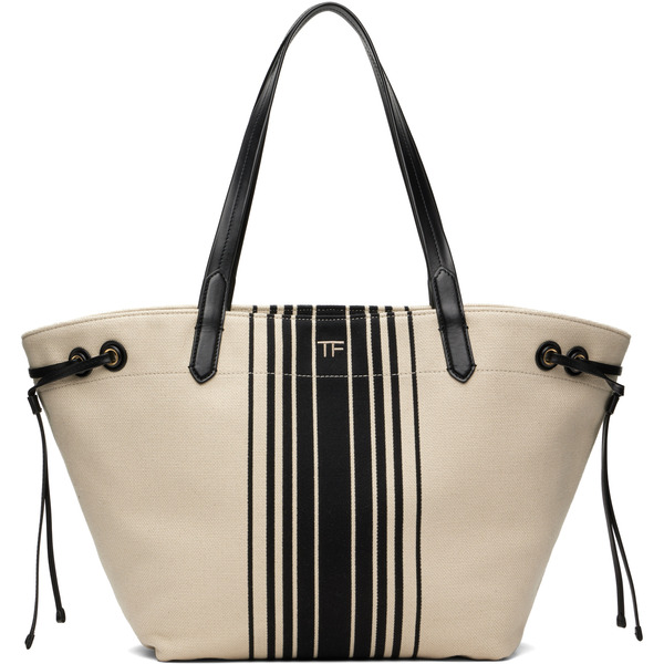  Tom Ford Off-white Striped Jacquard Large Tote 