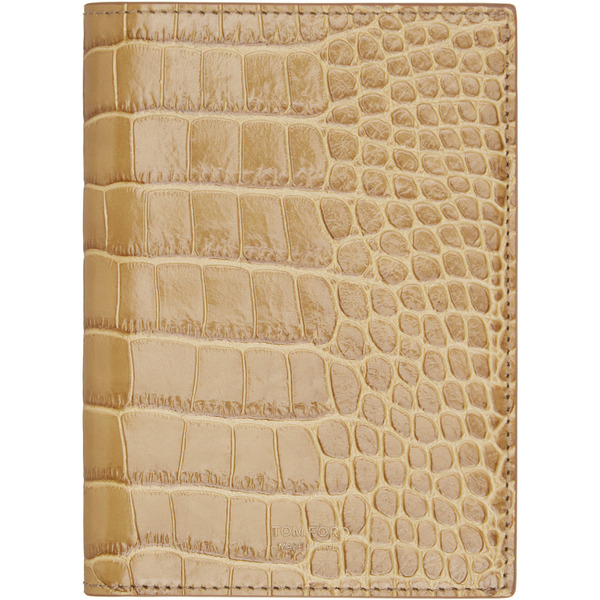  Tom Ford Tan Shiny Croc 't Line' Passport Holder 