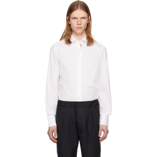  Tom Ford White Stretch Poplin Slim Fit Shirt 