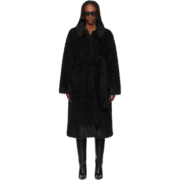  Tonywack Black Oversized Faux-fur Coat 