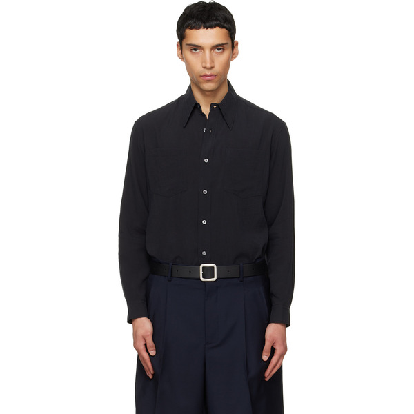  Tonywack Black Silk Crepe Shirt 