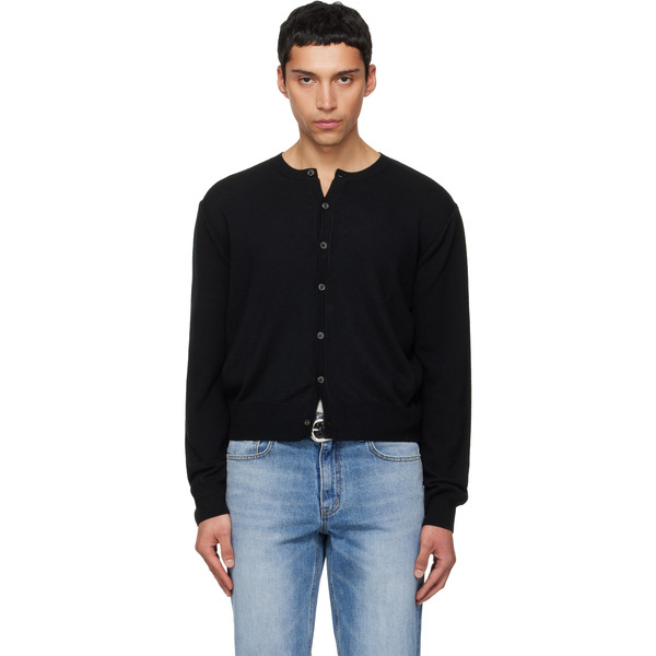  Tonywack Black Super Fine Wool Crew-neck Cardigan 