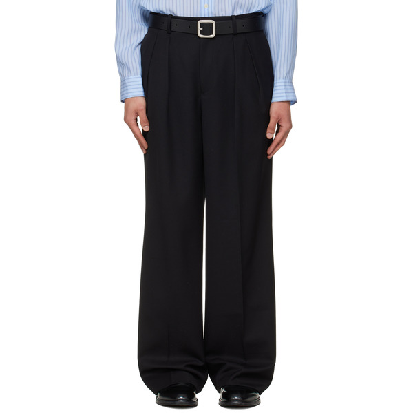  Tonywack Black Wool Double-pleated Wide Trousers 