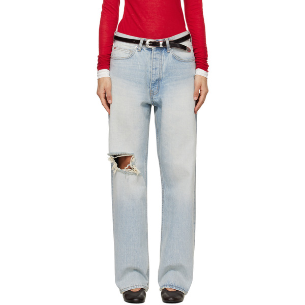  Tonywack Blue Distressed Loose Straight Jeans 