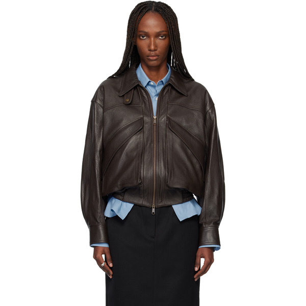  Tonywack Brown Lamb Leather Bomber Jacket 