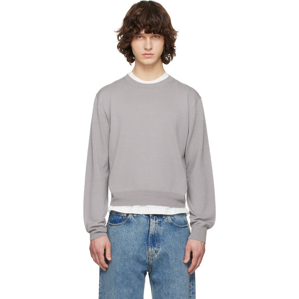  Tonywack Gray Extrafine Wool Crew Neck Knit Sweater 