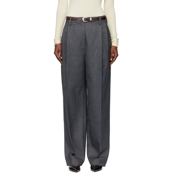  Tonywack Gray Pleated Wool Tailored Trousers 