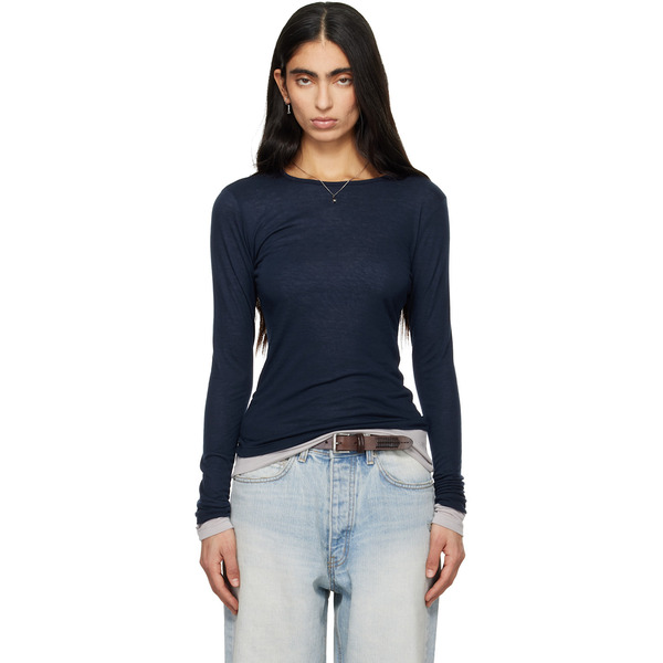  Tonywack Navy Layered Long Sleeve T-shirt 