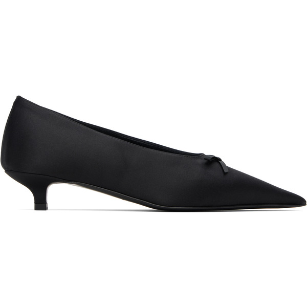  Toteme Black Bow Satin Kitten Heels 