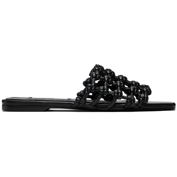  Toteme Black Braided-leather Bandeau Slides 