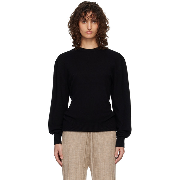  Toteme Black Classic Cashmere Crew Knit Sweater 