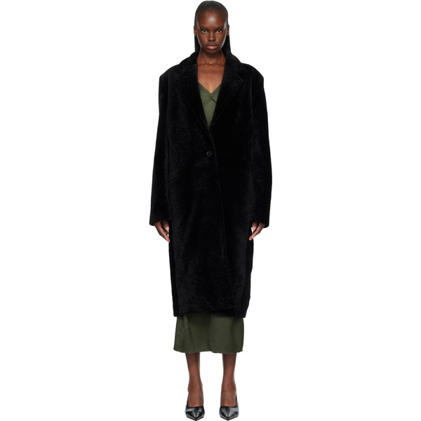  Toteme Black Classic Shearling Coat 