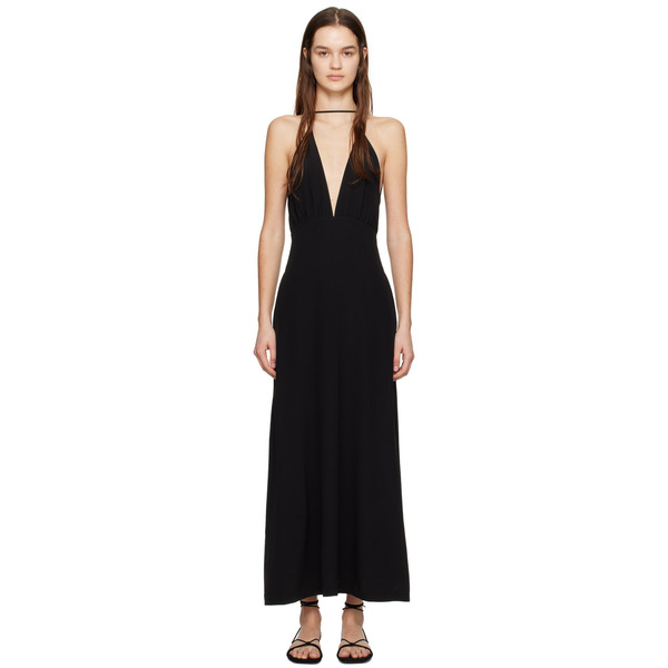  Toteme Black Double Halter Maxi Dress 
